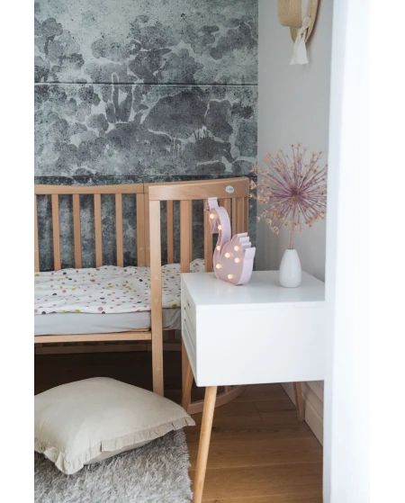 Ovales 7in1 Babybett mit Matratze - Natur | Waldin