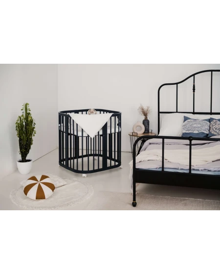7-in-1 Babybett mit Matratze - Grafit | Waldin