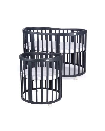 Ovales 7in1 Babybett mit Matratze -  Grafit
