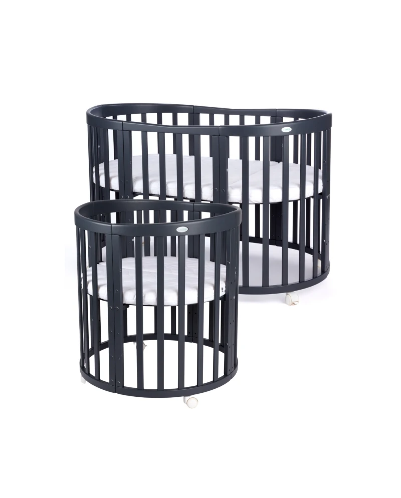 Ovales 7in1 Babybett mit Matratze - Grafit Ovales 7in1 Babybett mit Matratze - Grafit