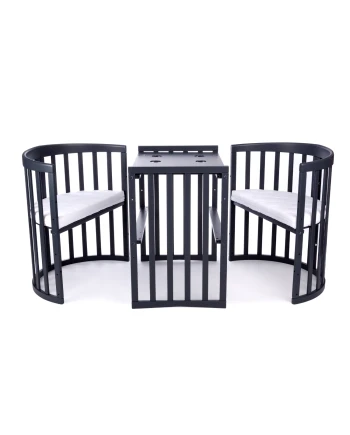 Ovales 7in1 Babybett mit Matratze -  Grafit