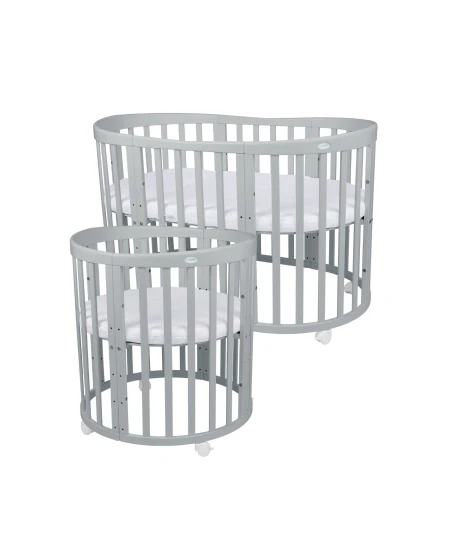 Waldin® Łóżeczko owalne 7w1, rośnie z dzieckiem. Zakup na lata!