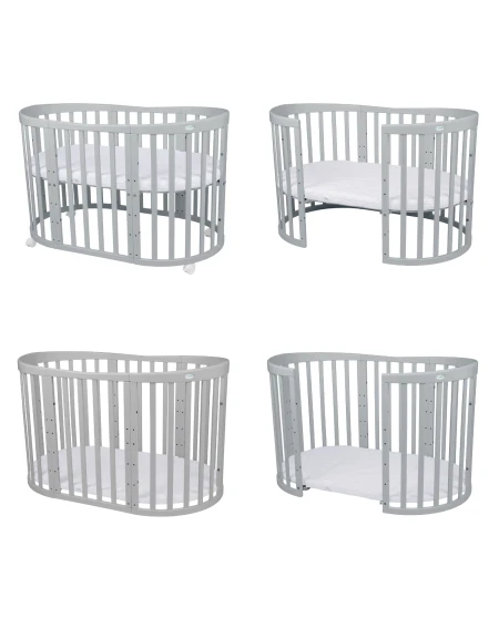 Waldin® Łóżeczko owalne 7w1, rośnie z dzieckiem. Zakup na lata!
