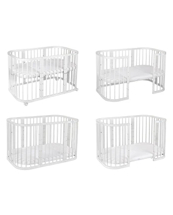 7in1 Babybett mit Matratze Weiß | Waldin