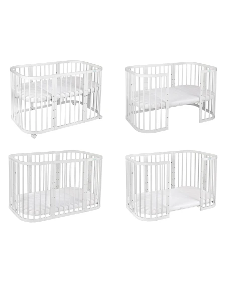 7in1 Babybett mit Matratze Weiß | Waldin
