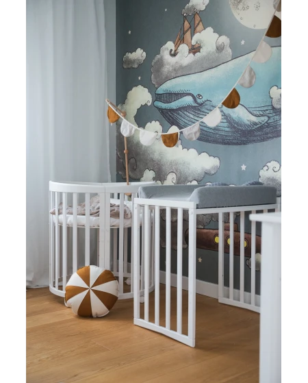 Set aus Baumwoll-Spannbettlaken für ovale 7-in-1-Babybetten | Waldin