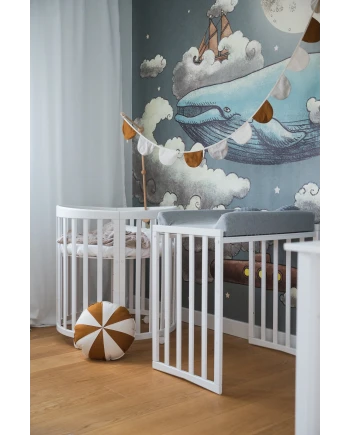 Wasserdichtes Spannbettlaken für ein ovales 7-in-1-Babybett | Waldin