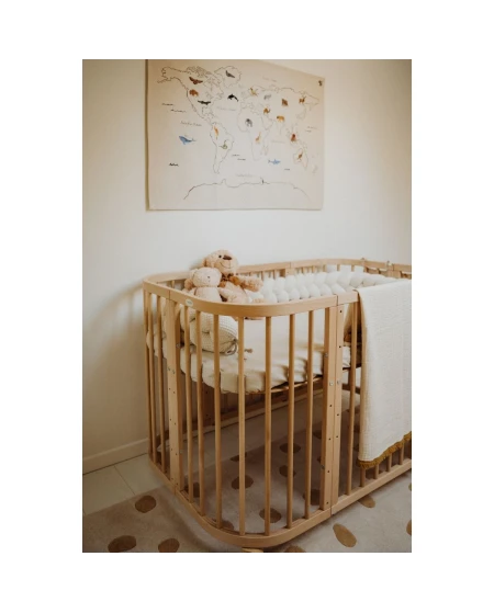 7in1 Babybett mit Matratze - Natur | Waldin