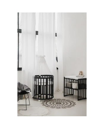 Ovales 7in1 Babybett mit Matratze -  Grafit