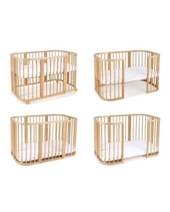 7in1 Babybett mit Matratze - Natur | Waldin
