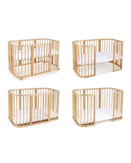 7in1 Babybett mit Matratze - Natur | Waldin