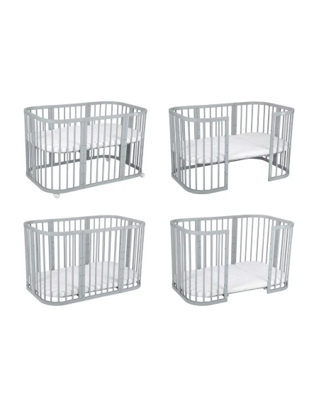 7-in-1-Bettchen mit Matratze Grau | Waldin