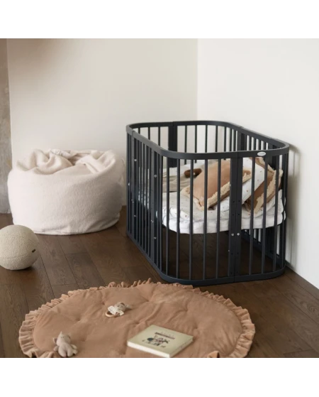 7-in-1 Babybett mit Matratze - Grafit | Waldin