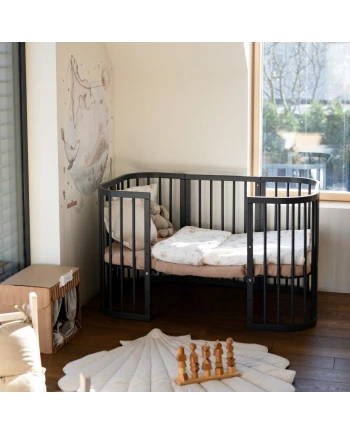 7-in-1 Babybett mit Matratze - Grafit | Waldin