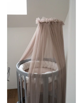 Baldachin aus Tüll in Taupe + Baldachin-Gestell