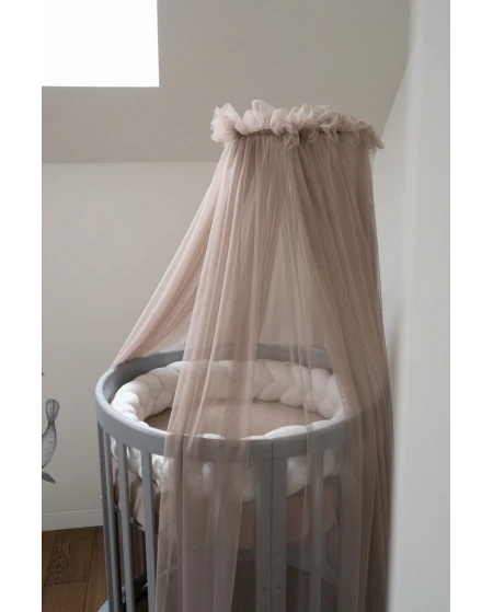 Baldachin aus Tüll in Taupe + Baldachin-Gestell