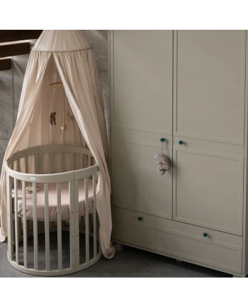 Ovales 7in1 Babybett mit Matratze - Olivgrün