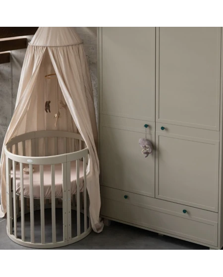 Ovales 7in1 Babybett mit Matratze - Olivgrün