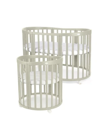 Ovales 7in1 Babybett mit Matratze -  Olivgrün