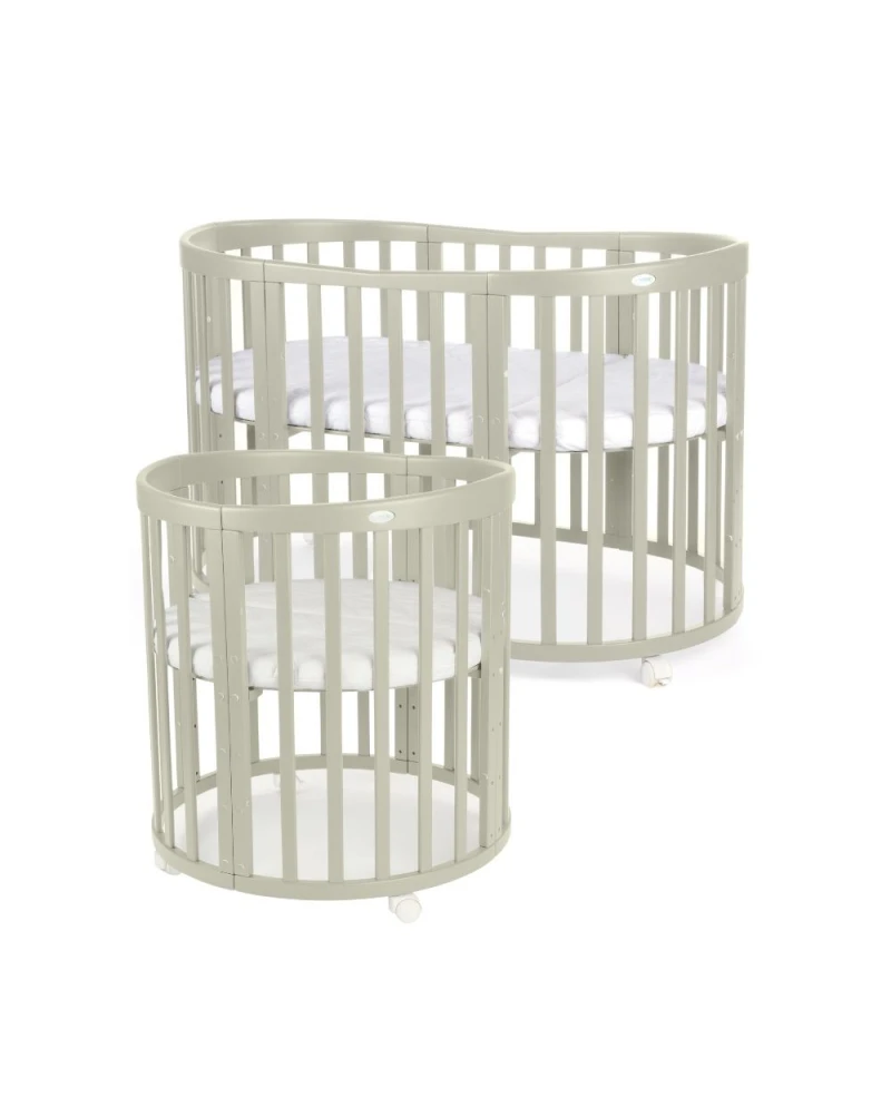 Ovales 7in1 Babybett mit Matratze - Olivgrün Ovales 7in1 Babybett mit Matratze - Olivgrün