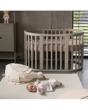Ovales 7in1 Babybett mit Matratze -  Olivgrün