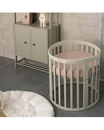 Spannbettlaken aus Baumwolle 73x73 cm Oval 7-in-1 Babybett WALDIN
