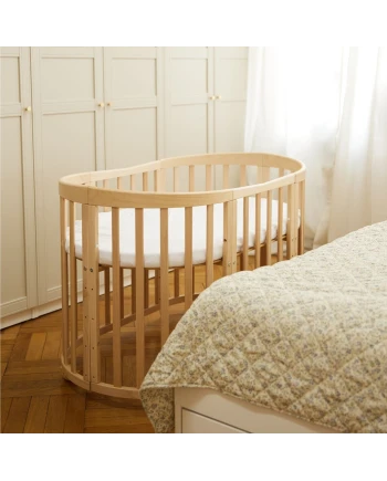 Ovales 7in1 Babybett mit Matratze - Natur | Waldin