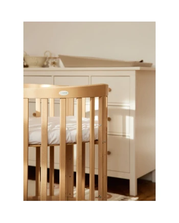 Ovales 7in1 Babybett mit Matratze - Natur | Waldin