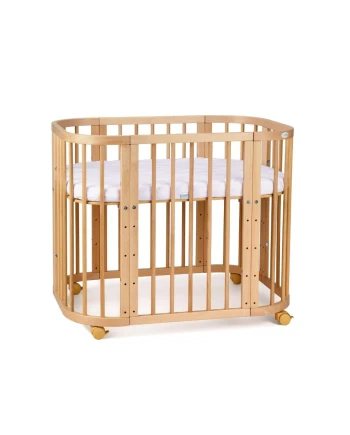 5in1 Babybett mit Matratze und Wiege - Natural