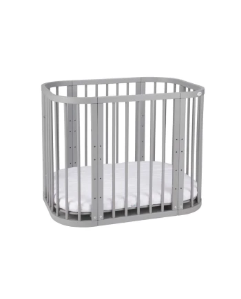 5in1 Babybett mit Matratze und Wiege - grau | Waldin