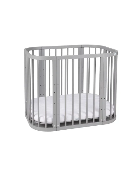 5in1 Babybett mit Matratze und Wiege - grau | Waldin