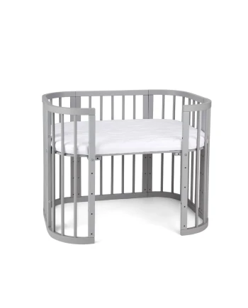 5in1 Babybett mit Matratze und Wiege - grau | Waldin