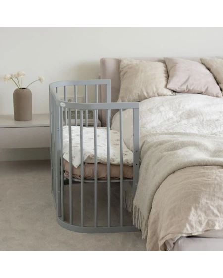 5in1 Babybett mit Matratze und Wiege - grau | Waldin