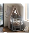 5in1 Babybett mit Matratze und Wiege - grau | Waldin