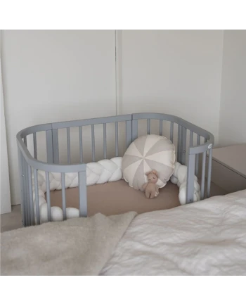 5in1 Babybett mit Matratze und Wiege - grau | Waldin