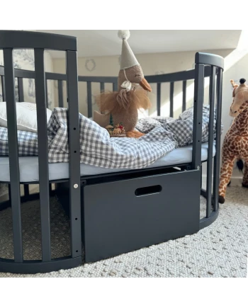 Ovales 7in1 Babybett mit Matratze -  Grafit