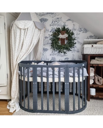 Ovales 7in1 Babybett mit Matratze -  Grafit