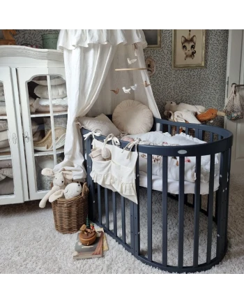 Ovales 7in1 Babybett mit Matratze -  Grafit