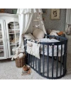 Ovales 7in1 Babybett mit Matratze -  Grafit