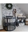 Ovales 7in1 Babybett mit Matratze -  Grafit