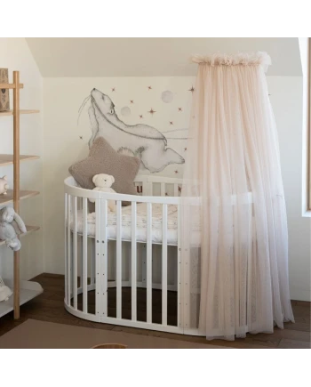 Baldachin aus Tüll in Beige + Baldachin-Gestell