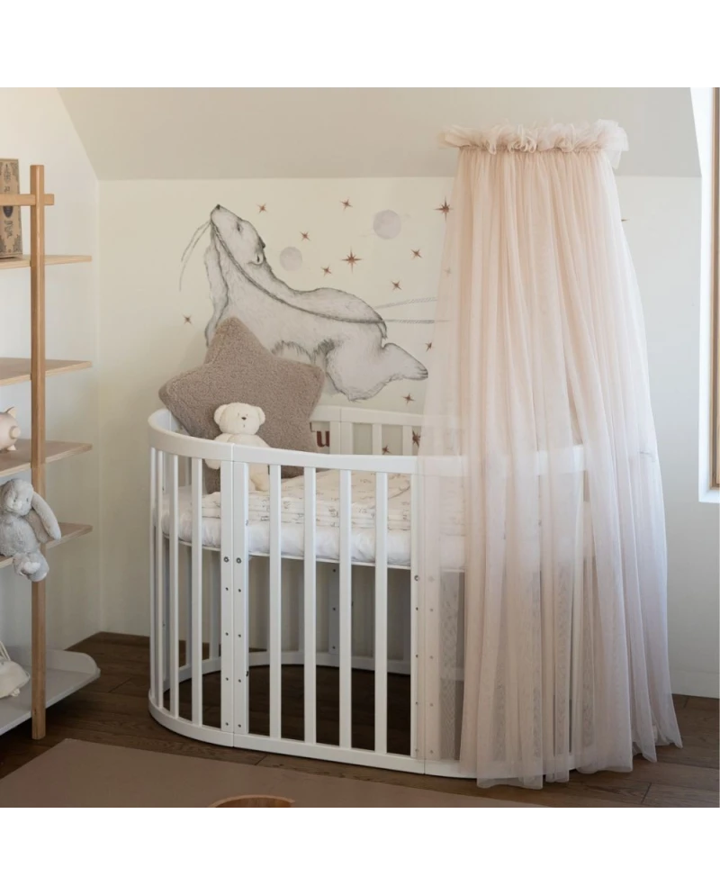 Baldachin aus Tüll in Beige + Baldachin-Gestell