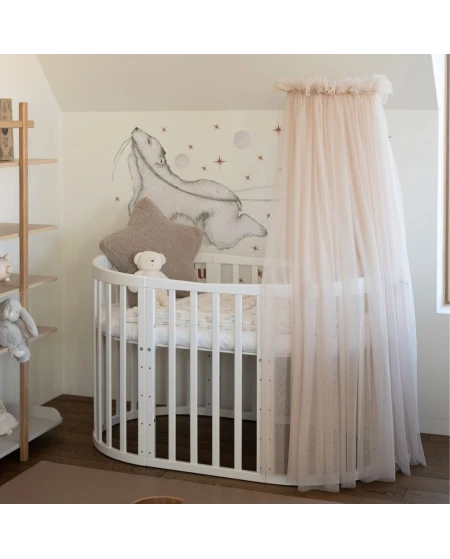 Baldachin aus Tüll in Beige + Baldachin-Gestell