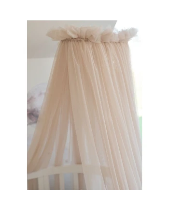 Baldachin aus Tüll in Beige + Baldachin-Gestell