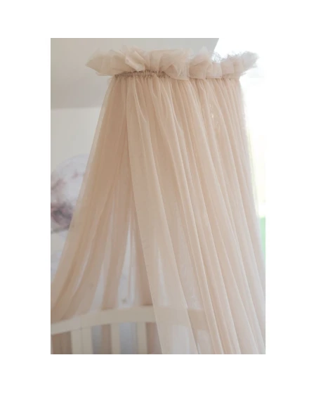 Baldachin aus Tüll in Beige + Baldachin-Gestell