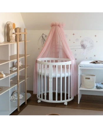 Baldachin aus Tüll in Rosa + Baldachin-Gestell