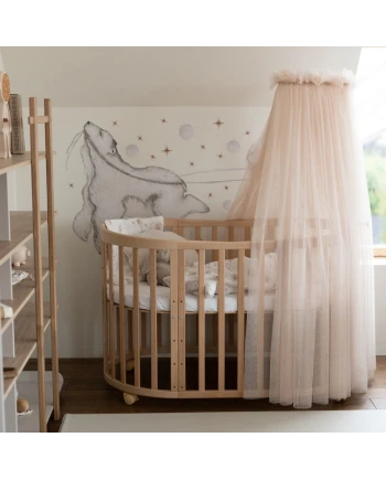 Baldachin aus Tüll in Beige + Baldachin-Gestell