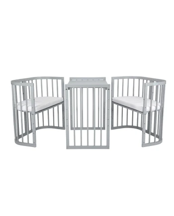 7-in-1-Bettchen mit Matratze Grau | Waldin
