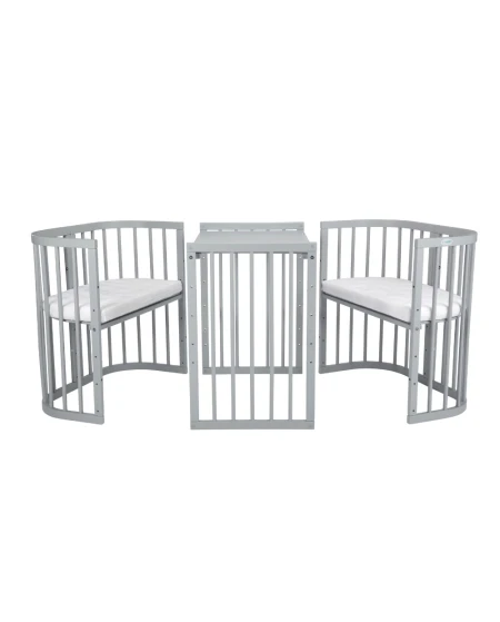 7-in-1-Bettchen mit Matratze Grau | Waldin