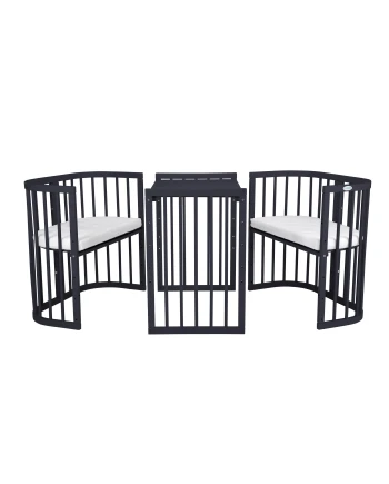 7-in-1 Babybett mit Matratze - Grafit | Waldin